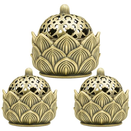 3 Pieces Lotus Incense Burner, Lotus Incense Holder For Sticks, Decorative Incense Burner for Home, Yoga Studio, Office, Cafe, Meditation Space, Set of 3 (1 Large & 2 Small)
