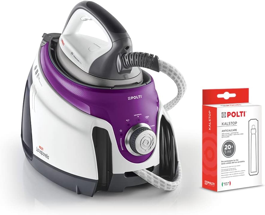 Polti La Vaporella XM80R, Steam Generator Iron with Boiler & PAEU0094 Kalstop Anti-Scale Phials, White