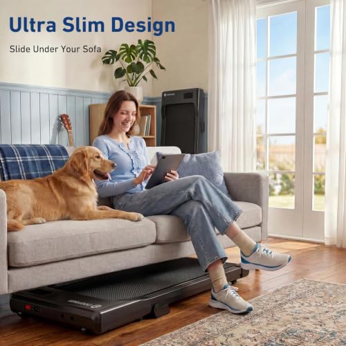 Image of DeerRun Walking Pad with 6% Incline, 3 in 1 Under Desk Treadmill for Home Office & Small Spaces, 2.5HP Quiet Walking Pad Treadmill with 300lb Capacity, 0.6-3.8MPH, App & Remote Control