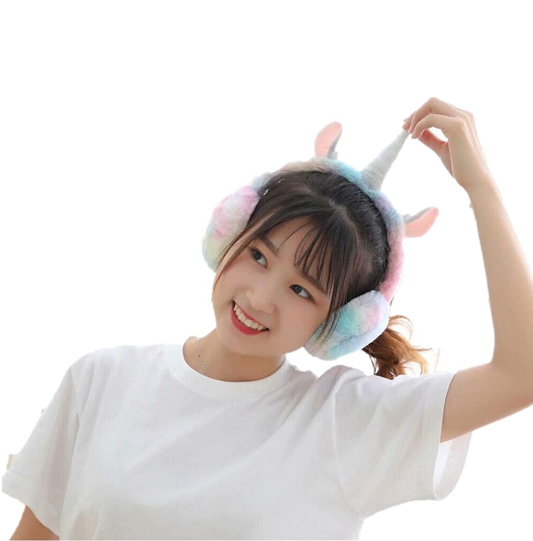 Women's|Girl's Colorful Faux Fur Unicorn Ear Muffs Winter Ear Warmer Earmuff with Glitter Ears-image-19