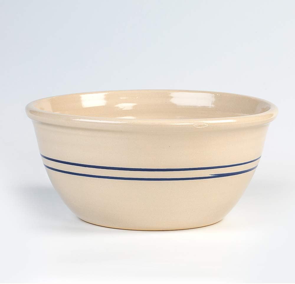 JEWUNO Martinez Pottery Heritage Blue Stripe Stoneware Mixing Bowls USA Made Set of 4