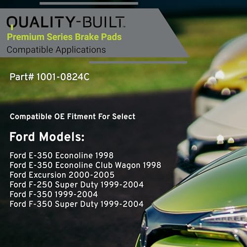 Image of QUALITY-BUILT Front Ceramic Brake Pads, Premium 1001-0824C, Compatible with 1998-2005 Ford (E-350 Econoline,E-350 Econoline Club Wagon,Excursion,F-250 Super Duty,F-350,F-350 Super Duty)