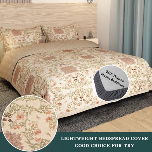 Image of Akshya Heavy Cotton Elastic Fitted Bedsheets with 2 King Size Pillow Covers, ultrasonic bedcover Double Bed with All Around Elastic 400 tc with 2 Pillow Covers