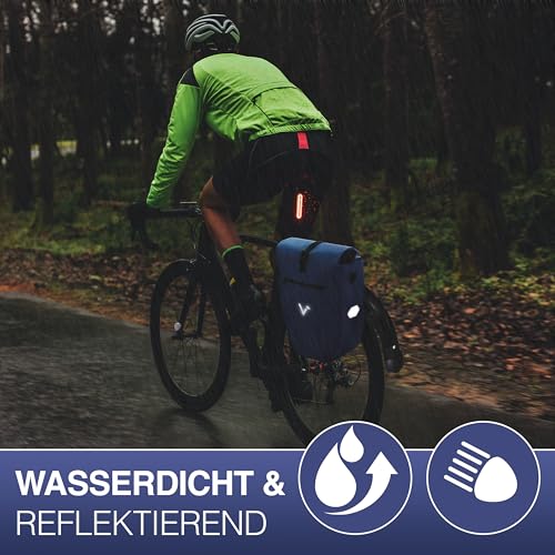 Valkental® Große & wasserdichte Gepäckträgertasche - Fahrradtasche für Gepäckträger mit großen Reflektoren [Abschließbar] Bombenfester Sitz - Mehrfach ausgezeichnet - Gefertigt für Langlebigkeit