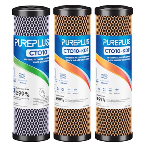 1 Micron 2.5″ x 10″ Whole House CTO Carbon Water Filter Cartridge Replacement for Under Sink Water Filter System, Dupont WFPFC8002, WFPFC9001, FXWTC, SCWH-5, WHEF-WHWC, WHCF-WHWC, AMZN-SCWH-5,3Pack