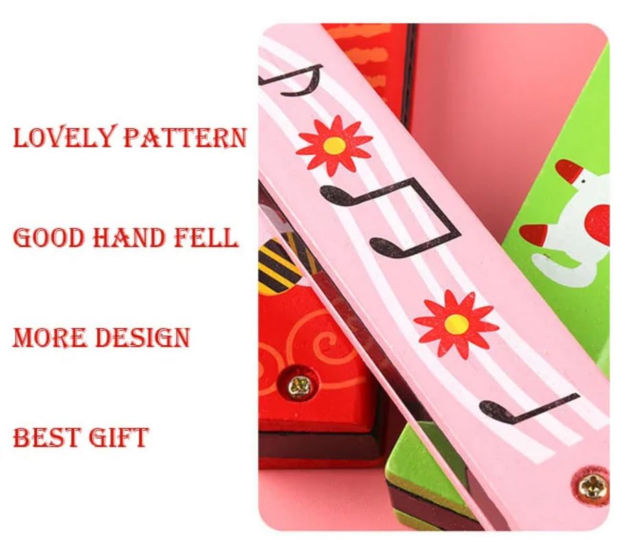 Image of Birthday Return Gifts Cute Cartoon Printed Harmonica Set - Diatonic Harmonicas for Kids, Adults, Beginners - Musical Instrument Gift (Pack of 10)