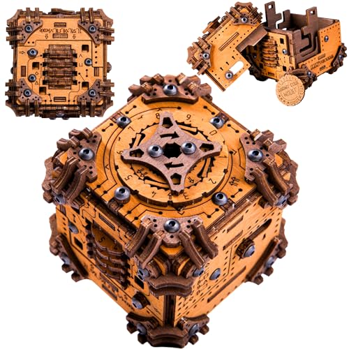 WOODEN.CITY Tesseracts Secret Wooden Puzzle Box for Adults 185-Piece DIY Mechanical Brain Teaser Escape Room Gift Box with Hidden Compartments