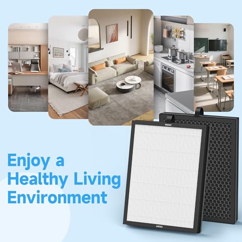 Image of 2 Packs Replacement Main Filter for MOOKA M200L Air Purifi-er, 3 Stages of Filtration with Activated Carbon,Main filter,Pre-filter and Extra 6 Aroma Pads