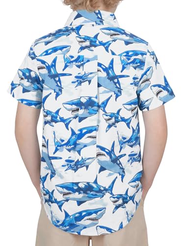 Image of Boys Hawaiian Button Down Shirt, Pure Combed Cotton Short Sleeve Size 3-15Y | Pure Combed Cotton, Smooth 60s yarn, Tagless Label, Pilling-Resistant, Shrink-Resistant, Fade-Resistant, Machine Washable