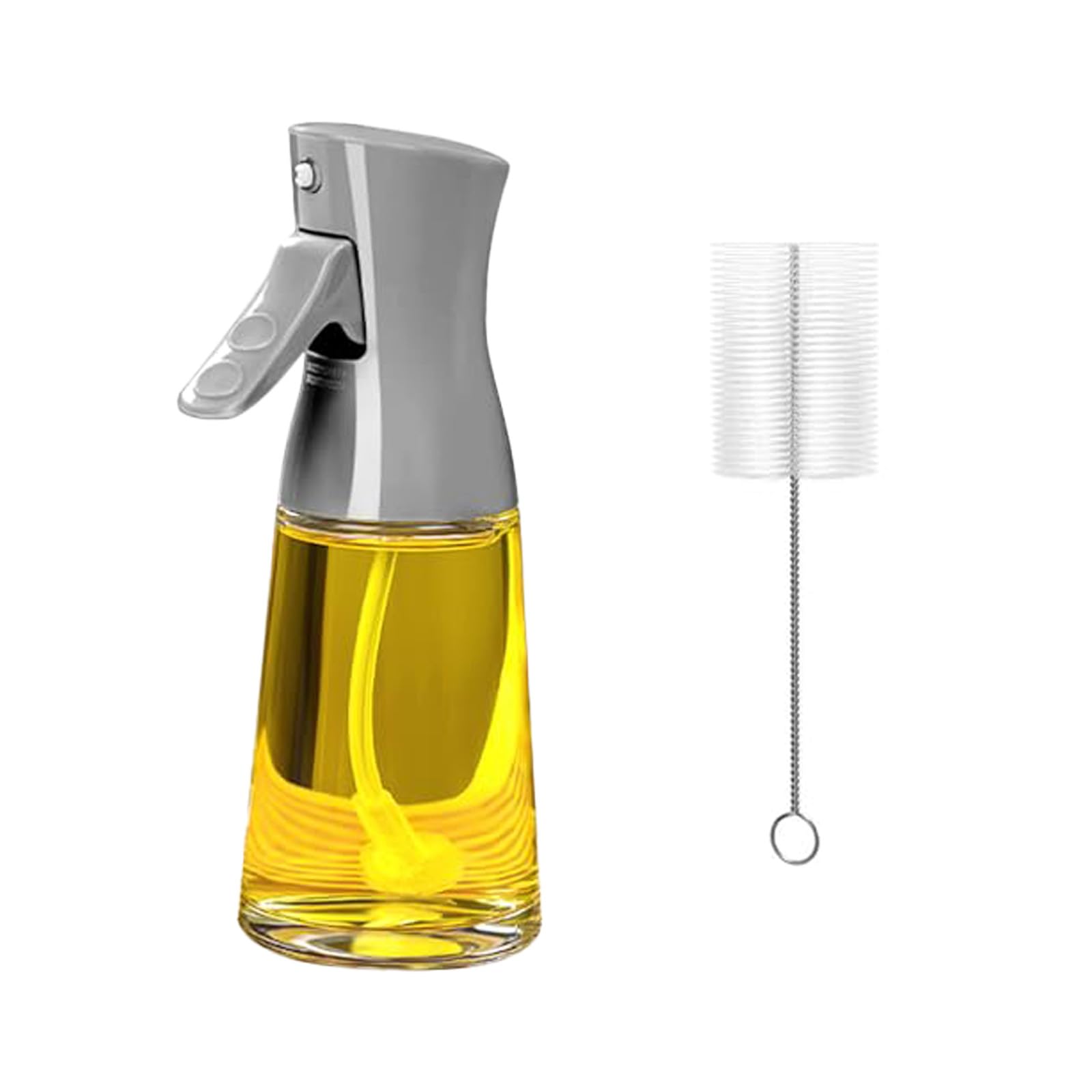 Eidoct Grey Olive Oil Sprayer, Canola Oil Vinegar Spray Mister For Kitchen,180Ml Glass Oil Dispenser Bottle With Brush,Refillable Gadgets Accessories Widely Used For Air Fryer,Baking,Grilling,Kitchen（Grey）