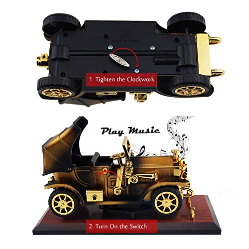 Tipmant Vintage Car Music Box Antique Vehicle Model Home Wall Room Décor Decoration Kids Gifts (Brown) #TOP4