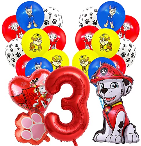 Anniversaire Enfants Ballon Latex Set Paw Dog Patrol, Anniversaire Déco Fille Garçon 3 âge Pat Patrouille, Ballon En Aluminium 3 Pat Patrouille, Pour La FêTe à Thème Fête Anniversaire Des Enfants