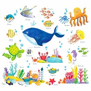 DECOWALL DS-8027 Under The Sea Kids Wall Stickers Wall Decals Peel and Stick Removable Wall Stickers for Kids Nursery Bedroom Living Room (Small) d?cor
