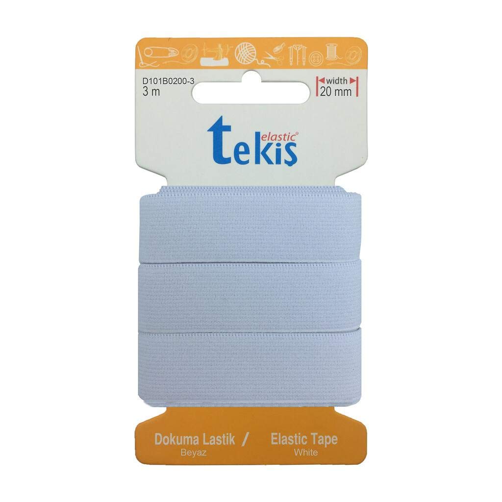 Tekiş Elastic20 mm rubber band, 3 m, 20 mm wide rubber band (white)