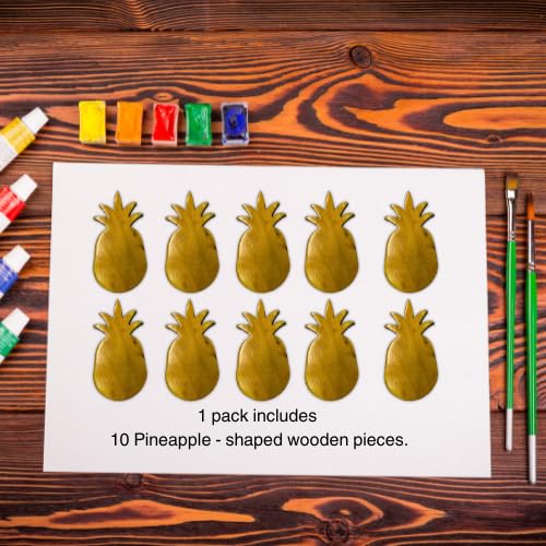 Holzmate DIY Wooden Fruit Fridge Magnets | Handcrafted Wooden Pieces with Pre-Attached Magnets | Ideal for Birthday Return Favours | Paints Not Included | Do It Yourself for Kids (10, Pineapple)