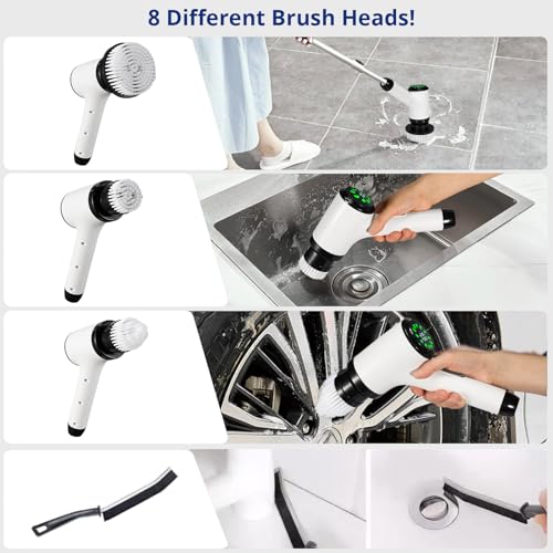 Electric Spin Scrubber, Cordless Power Cleaning Brush with 8 Replaceable Heads - image 8