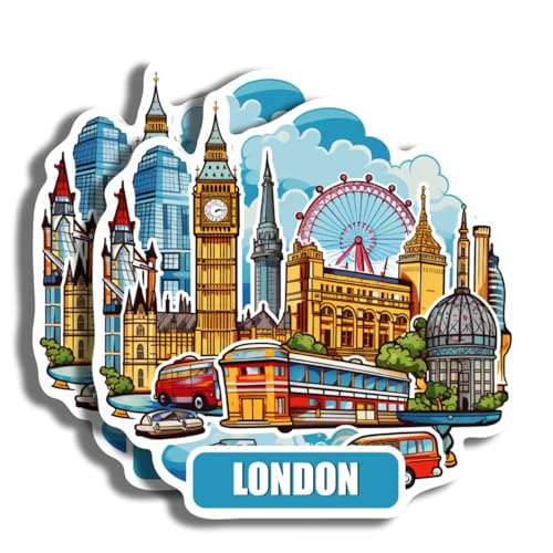 Adesivos Londres - Decalque de 12,7 cm - Marcos famosos - para bagagem, laptop, garrafa de água, carro, scrapbooking - Lembrança de Londres - Mais de 130 opções para escolher - Impresso em látex -