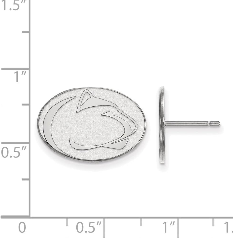 Penn State Small (1/2 Inch) Post Earrings (10k White Gold)