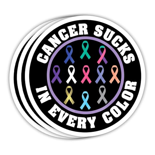 MAIANEY Multicolor Cancer Ribbon Stickers
