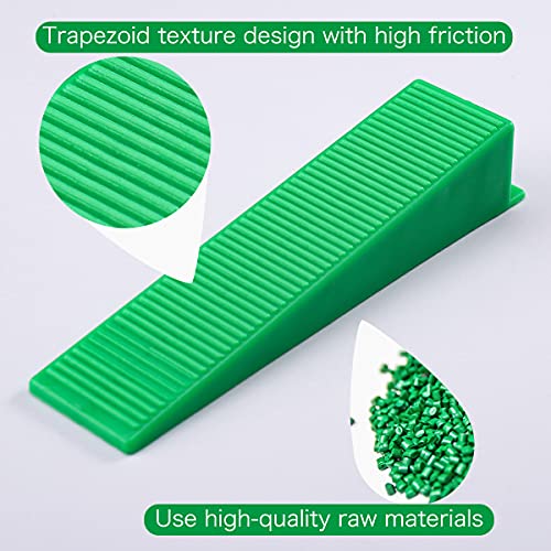 300 Pcs Reusable Leveling Wedges, Tile Leveling System Wedges For 1/8" Spacers, 1/16" Spacers, 1/32" Spacers,For Tile Leveler Installation (300, Green) #TOP1