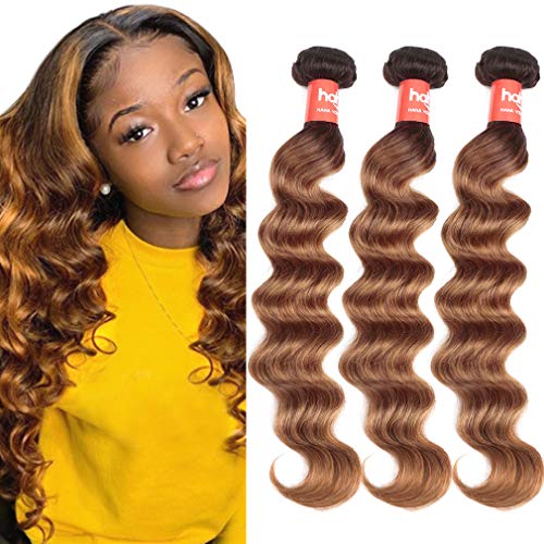 Haha Ombre Loose Deep Wave Bundle 1B/30 Brazilian Ombre Human Hair Bundles Brown 18 20 22 Inch 10A Mink Remy Virgin Hair Two Tones Bundles