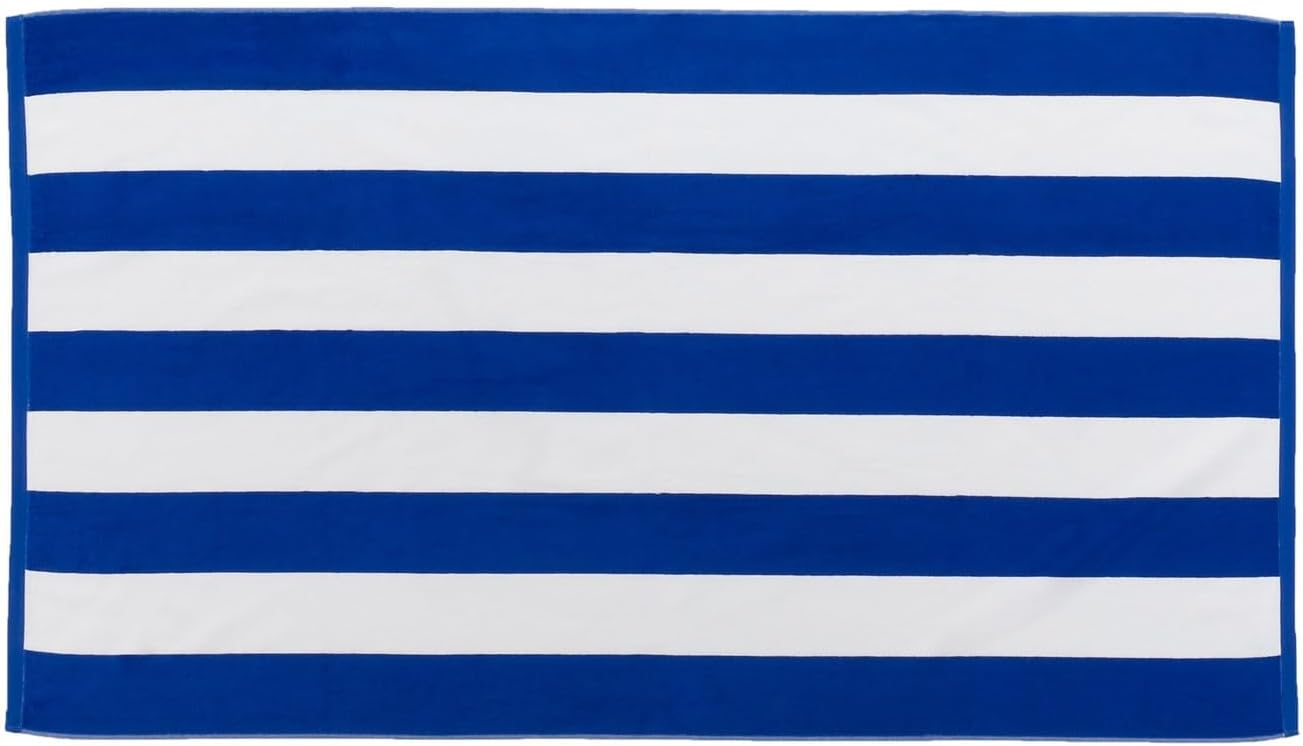 Cabana Stripe Terry Beach Towel Color Royal Blue Size 35 x 60 Set of 4 Towels