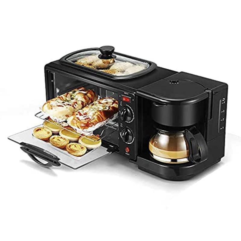Cospex Offer 3 in 1 Breakfast Maker With Coffee Maker, Mini Oven, NonStick Grill Toaster Oven Portable Multifunctional Family Size Breakfast Station, Electric Grilled Machine for Sandwiches Cake