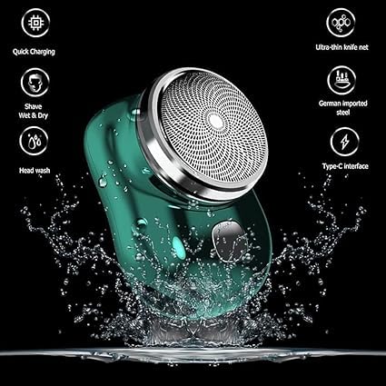 Image of Mini Electric Shaver for Man, Portable Shaving Machine for Man, Pocket Size Clean Shave Trimmer for Men, Foil Shaver for Men, Type-C Fast Charging, Wet and Dry Use for Outdoor, Home, Travel (Multicolor)