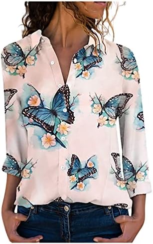 RMXEi Ladies Casual Vintage Print Shirts Fall Long Sleeve Single Breasted Lapel Top 1 RMXEi Ladies Casual Vintage Print Shirts Fall Long Sleeve Single Breasted Lapel Top