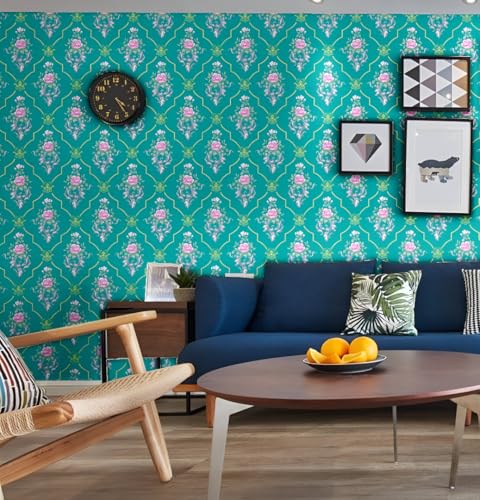 Image of NANA's Collections Green Floral Bundle Design Wallpaper - Self-Adhesive Waterproof Peel & Stick Wall Paper for Living Room, Bedroom, Kitchen - 45cm x 1000cm Roll
