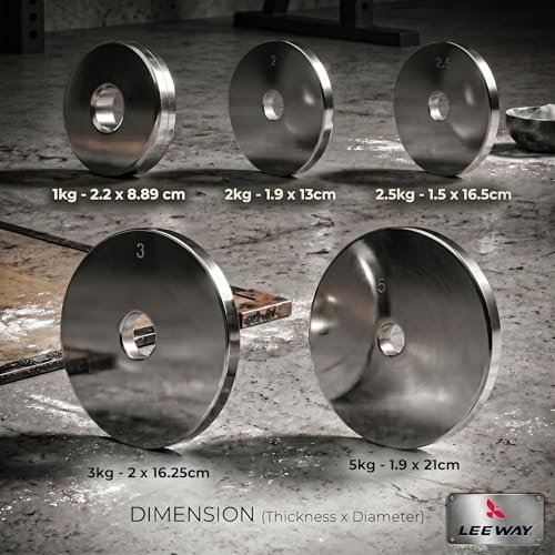Image of LEEWAY Metal Adjustable Dumbbell Set for Home Gym | 50kg (2.5kgX4+5kgX8)| Steel Dumbbell Set | Chrome Plates for Iron Dumble Rods 28 mm & Spin Lock | Compact for Strength Training Workout Dumbell