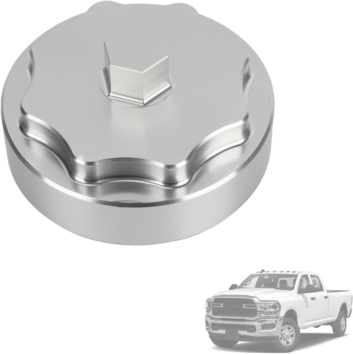 68065612AA Fuel Filter Housing Cover Cap, Billet Aluminum Replacement for 2010-2024 Ram 2500 3500 4500 5500 6.7L Cummins, Dodge Ram Pickup Truck (Silver)