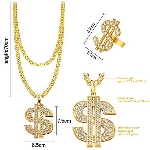 BIQIQI Hip Hop kostuum set heren jaren 80 en 90 rapper outfits voor volwassenen accessoires verjaardag geschenken emmer hoed dollar teken gouden ring halsketting opblaasbare boom box jaren 80 kostuum - Image 4