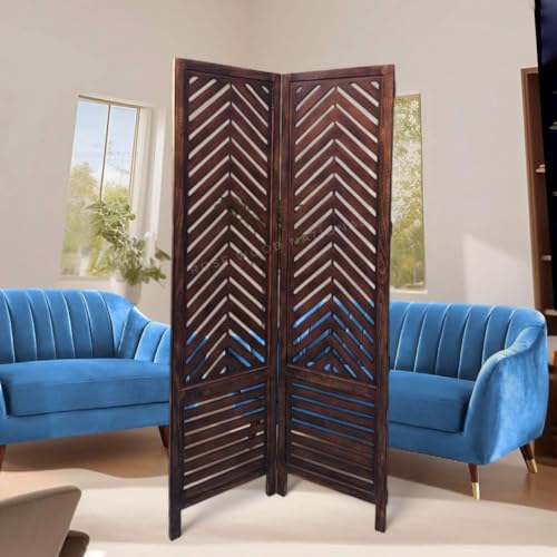 Image of Rose Wood Wooden Partition for Living Room | Wood Screen Separators | Partition Wall Divider for Living Room | Room Partitions and Dividers | Wooden Partition for Pooja Room (Brown) (2)