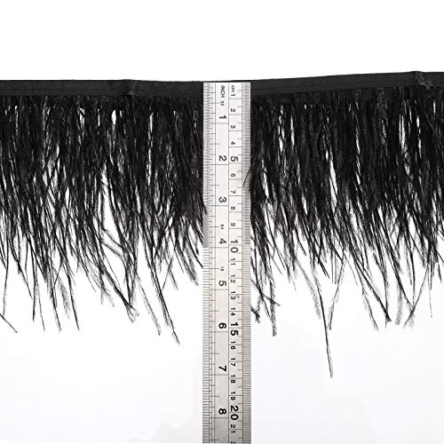 Awaytr Ostrich Feather Trim Fringe - Satin Ribbon Dress Sewing Crafts Costumes Decoration Pack Of 2 Yards (Black) #TOP4