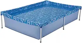 Piscina Retangular Portátil, Azul, 1000 Litros, Estrutura Metálica, Para Crianças e Família, Uso Externo
