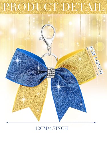 Image of Tondiamo Cheer Bow Keychain Cheer Keychain with Rhinestones Cheerleader Keyrings for Team Gift Cheerleading Sports Accessory