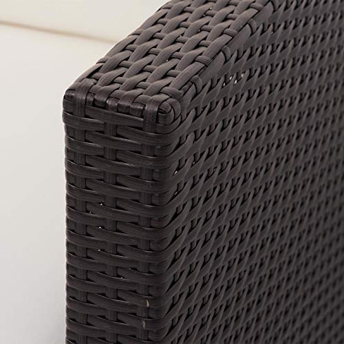 Mendler Poly-Rattan Garnitur HWC-F40, Balkon-/Garten-/Lounge-Set Sitzgruppe, 3er Sofa Tisch - braun, Kissen Creme – Bild 7