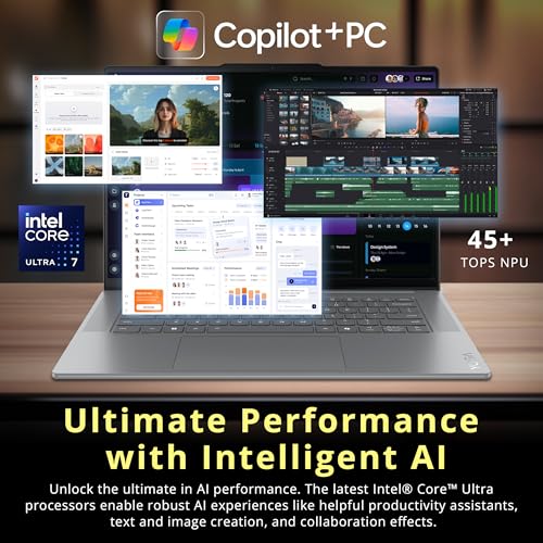 Image of Lenovo Yoga Slim 7i Aura Edition AI Laptop, 15.3 inch 2.8K 120Hz Touchscreen, Intel Ultra 7 256V, 16GB LPDDR5X, 1.5TB Storage (512GB SSD+1TB Docking), Backlit Keyboard, Copilot+ PC, Win 11 Pro, Gray