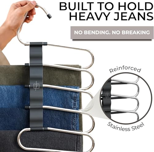 Image of JD FRESH 5 in 1 Stainless Steel Foldable Clothes Hanger /Heavy Duty Space Saving Wardrobe Hanger with Rotating Hook /Multi-Purpose Hanger for Pants, Shirts & Dresses (Pack 1)