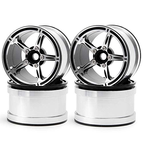 Roues Beadlock 2.2 pouces en aluminium argent noir pour crawler RC 1/10 Axial Wraith