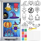 8 Halloween Deko Basteln Ideen für gruselige Feiern 31 Lets Joy Halloween Basteln Kinder, 12 Stück Bastelset Halloween Fenster, Halloween Aufkleber Wandaufkleber, Halloween Kinder Fensterbilder Deko, Buntglas Effekt Sonnenfänger Bastelset