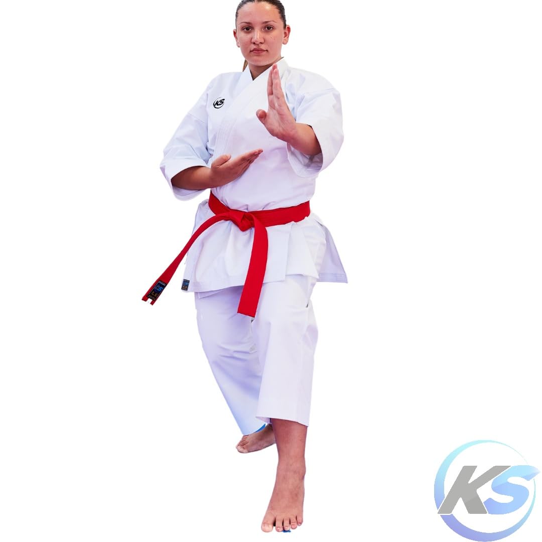 Divisa Karate Karategi Kata Pro - Kimono da Competizione 300 g/m² con Rinforzi - Ideale per Kata e Gare - Bianco Premium