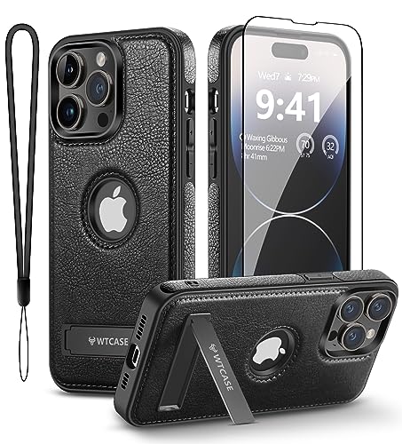 Étui en cuir iPhone 14 Pro Max haut de gamme noir fine protection MagSafe