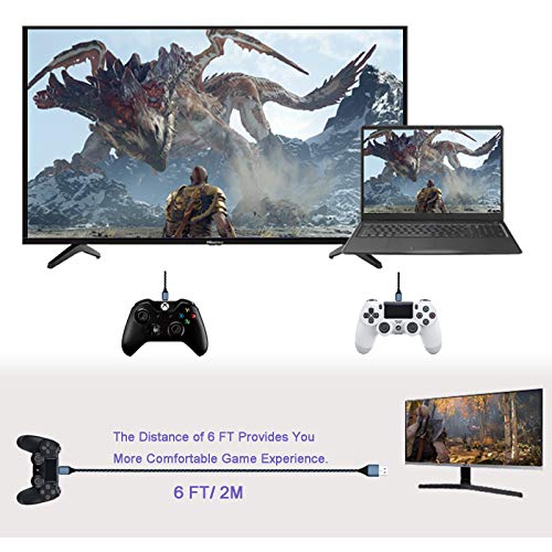 Sissfo Charger For Ps4 Controller Charging Cable 2Pcs 6Ft Nylon Braided Micro Usb 2.0 High Speed Data Sync Cord For Xbox One S/X, Playstation 4, Ps4 Slim/Pro Controller Charger And Play Cord #TOP4