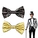 Produktbild GUTERTOP 2 Stück Glitzer Fliege Herren, Verstellbare Vorgebundene Bow Tie, Goldene und Schwarz Fliege Herren für Hochzeit Karneval Fasching Halloween Motto Party Kostüme