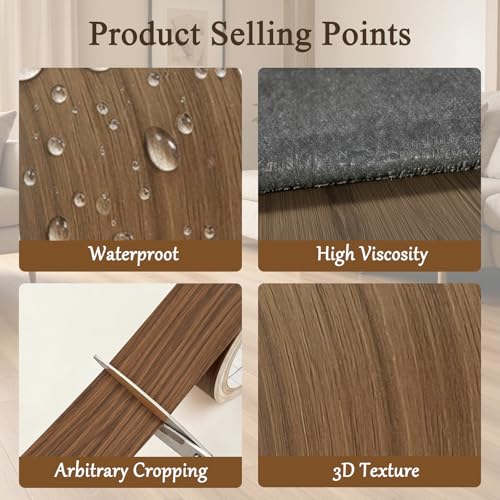 Image of GSCIT Club Natural Walnut Wood Tape, 2.4 inch X 15ft Self Adhesive Wood Grain Tape Walnut Repair Patch for Tables, Chairs, Baseboards, Doors, Windows, Floors, Handicraft DIY.
