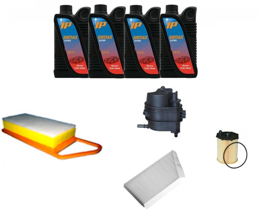 AOQ - KIT TAGLIANDO 4 FILTRI + 4 LITRI OLIO 5W30 COMPATIBILE CON PEUG.206 1.4 HDI dal 2001, dal 2009