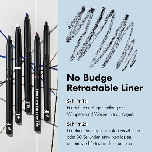 e.l.f. No Budge Retractable Eyeliner, Wischfestes Augenmakeup, Ultrapigmentiert, Lang Anhaltende Formel, Vegan & Tierversuchsfrei, Black, 0,18 g – Bild 5