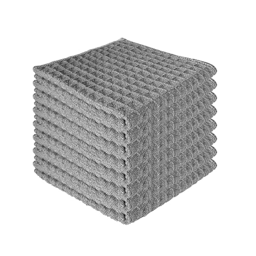 CZandCZ 8 paños de microfibra de 30 x 30 cm, paños de limpieza absorbentes, paños de microfibra para cocina, cristal, baño, gris oscuro